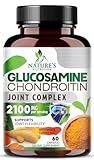 Glucosamine Chondroitin MSM Complex - Joint Support Supplement Turmeric & Boswellia, Triple Strength Glucosamine Capsules - Support for Joint Health & Mobility with Quercetin Bromelain - 60 Capsules
