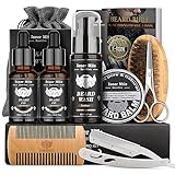 Isner Mile Beard Kit for Men, Grooming & Trimming Tool Complete Set with Shampoo Wash, Beard Care Oil, Balm, Brush, Comb, Scissors & Storage Bag, Birthday Gifts for Him Men Dad Father Boyfriend