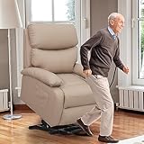Cooexult Power Lift Recliner Chair for Elderly, Micro Leather Electric Lift Chair Recliner with Remote Control 2 Side Pockets Phone Holder for Living Room, Bedroom (Malibu Beige)