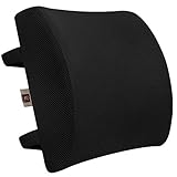 LOVEHOME Lumbar Support Pillow for Chair and Car, Back Support for Office Chair Memory Foam Cushion with Mesh Cover for Back Pain Relief - Black
