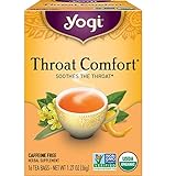 Yogi Tea Throat Comfort Tea - 16 Tea Bags per Pack (4 Packs) - Herbal Tea for Throats - Organic Throat-Soothing Tea - Includes Licorice Root, Wild Cherry Bark, Slippery Elm Bark & More
