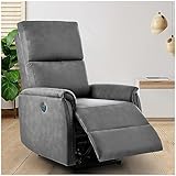 cinkehome Small Electric Recliner Chairs, Power Recliner Chair on Clearance with USB Port, Home Theater Recliners, Thick Back Cushion, Ergonomic Narrow Recliner Chair for Small Spaces