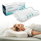 Ergodynamix Cervical Pillow for Back and Neck Pain Relief - Ergonomic Orthopedic Pillow for Side, Back and Stomach Sleepers - includes Dual Contour Memory Foam for Optimal Sleep and Neck Support