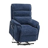 Irene House 9188 Medium Dual Motor Lay Flat Recliner Lift Chair Recliners Infinite Position with Heat Massage for Elderly Up to 300 LBS Electric Power Lift Recliner Chair Sofa (Blue Chenille)