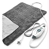 Pure Enrichment® PureRelief® XL Heating Pad - 12" x 24" Electric Heating Pad for Back Pain & Cramps, 6 Heat Settings, FSA/HSA Eligible, Soft Machine Wash Fabric, Auto-Off & Moist Heat (Charcoal Gray)