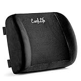 ComfiLife Lumbar Support Back Pillow Office Chair and Car Seat Cushion - Memory Foam with Adjustable Strap and Breathable 3D Mesh (Black)