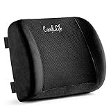 ComfiLife Lumbar Support Back Pillow Office Chair and Car Seat Cushion - Memory Foam with Adjustable Strap and Breathable 3D Mesh (Black)