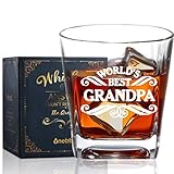 Onebttl Grandpa Gifts Whiskey Glass from Granddaughter and Grandson, Birthday Retirement Christmas Father's Day Gift for Grandfather - World's Best Grandpa