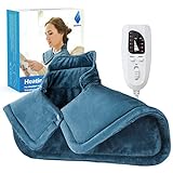 Heating Pad for Neck and Shoulders, NIUONSIX 2lb Weighted Electric Neck Heating Pad for Back Pain Relief 6 Heat Settings 4 Timers Auto Off Birthday Christmas Gifts for Women Mom Men Dad Blue