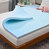 LINENSPA Memory Foam Mattress Topper - 2 Inch Gel Infused Memory Foam - Plush Feel - Cooling and Pressure Relieving - CertiPUR Certified - Dorm Room Essentials - Queen Size