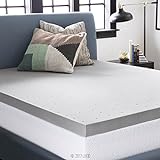 Lucid 3 Inch Mattress Topper Full – Memory Foam – Bamboo Charcoal Infusion – Cooling Ventilation – Hypoallergenic – CertiPur Certified Foam,White and Grey