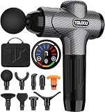 TOLOCO Massage Gun, Upgrade Deep Tissue Back Massager with 9 Replacement Heads, Percussion Massage Guns for Athletes for Pain Relief, Super Quiet Electric Massager for Treatment, Relax, Carbon