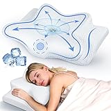 Emircey Painless Sleeping Cervical Neck Pillow for Pain Relief, Adjustable Memory Foam Pillows for Side Back Stomach Sleeper, Odorless Cooling Pillow/Breathable Cases, Orthopedic Contour Bed Pillow