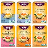 Yogi Tea Get Well Variety Pack - 6 Packs of 16 Tea Bags for Cold Season Support - Includes Bedtime, Breathe Deep, Echinacea Immune Support Teas and More
