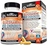 Glucosamine Chondroitin MSM Triple Strength Joint Support Supplement with Collagen Peptides, Turmeric and Ginger, Hyaluronic Acid, Glucosamine Chondroitin Sulfate - Gluten Free, Non GMO, 90 Capsules