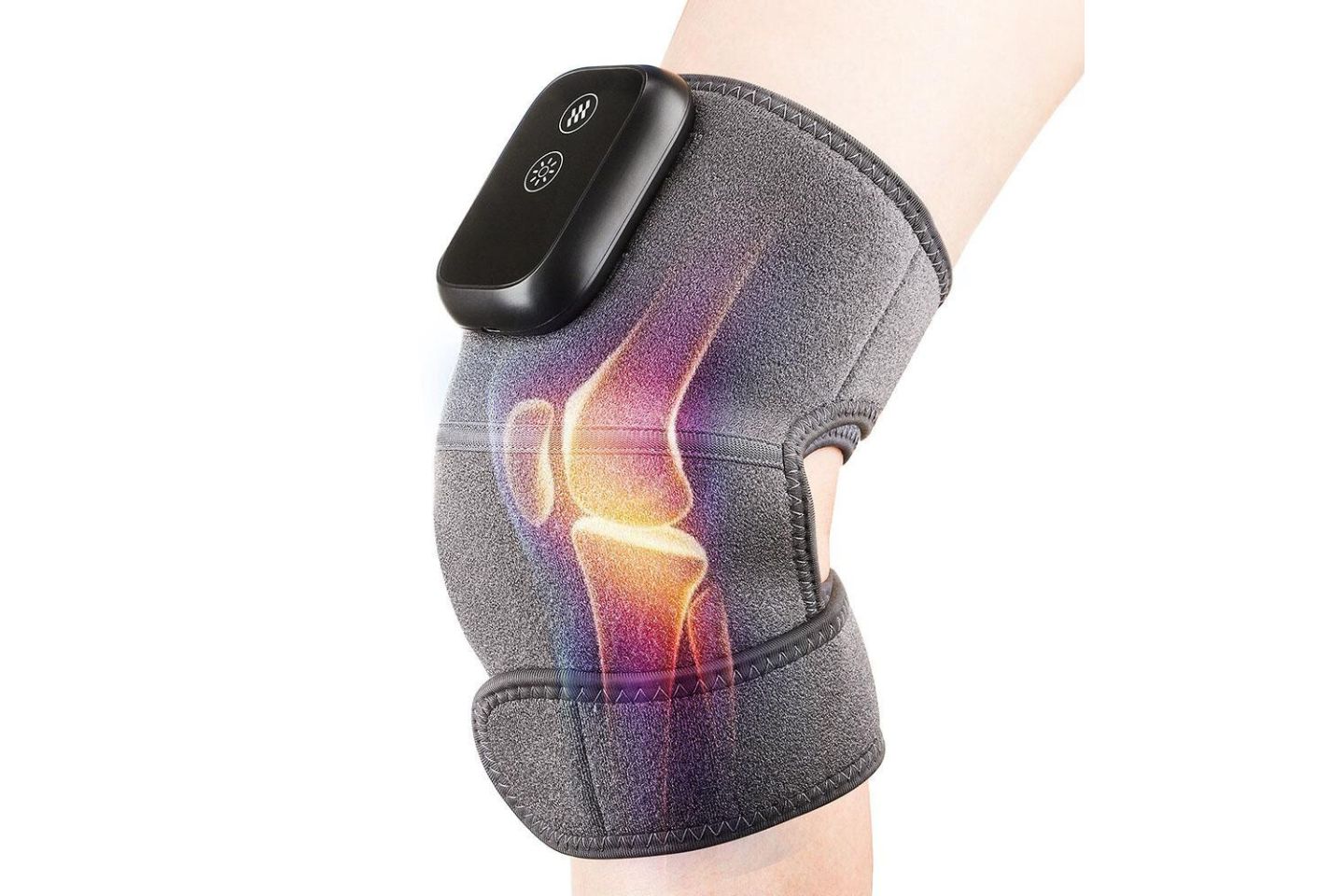 Heated Knee Brace Wrap, 3 Adjustable Heat and Vibration Knee Massager for  Arthritis Knee Pain Relief Massaging Knee Pad with AC Adapter (No Battery)